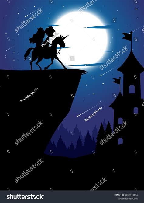 Silhouette Background Full Moon Illustration Stock Vector (Royalty Free ...