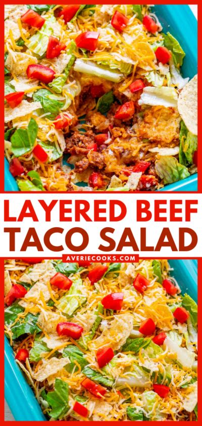 Easy Layered Taco Salad With Ground Beef Averie Cooks