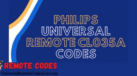 Philips Universal Remote Codes Cl035a Updated 2024