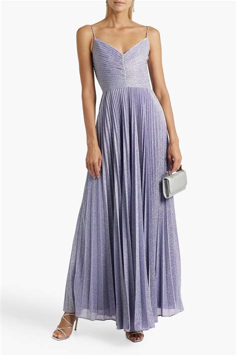 Halston Maycee Pleated Metallic Jersey Gown The Outnet