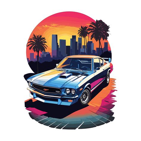 Colorful car artwork illustration t-shirt design, transparent ...