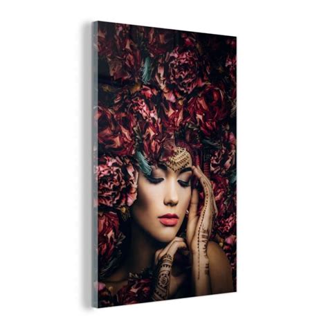 Tableau Toile Muchowow X Cm Femme Fleurs Henn Portrait