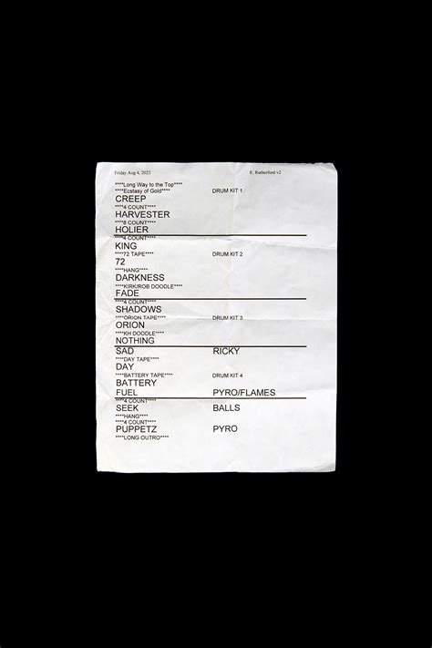 Metallica Detroit 2025 Setlist Mateo Jackson