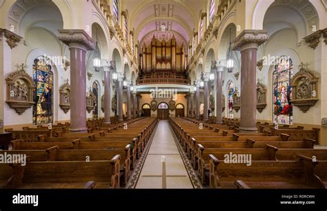 Pipe Organ And Nave Inside The Sacred Heart Catholic Church In Downtown