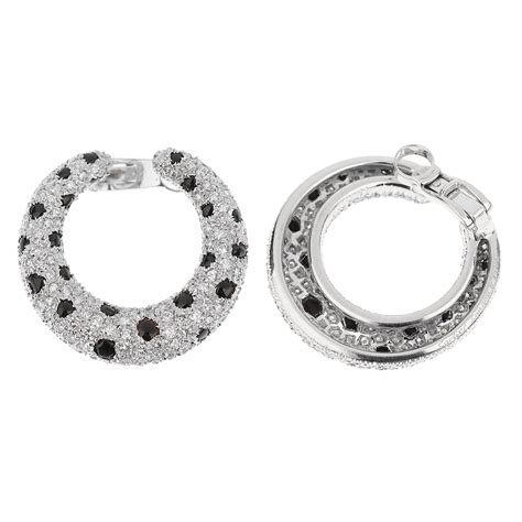 Cartier Panthere Onyx Diamond Platinum Hoop Earrings Opulent Jewelers