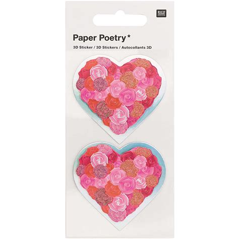 Paper Poetry D Sticker Herzen Mit Rosen Rot St Ck G Nstig Online