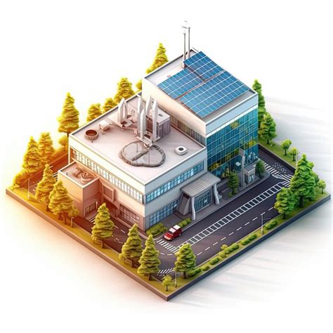 Premium Photo Futuristic Factory Isometric With Solar Panel Green Ecology