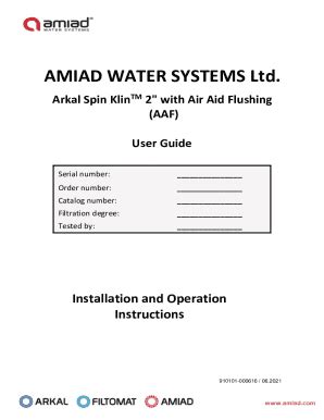 Fillable Online Amiad Water Systems Spin Klin Automatic Disc