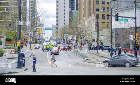 Street view in Vancouver - VANCOUVER - CANADA - APRIL 12, 2017 Stock ...