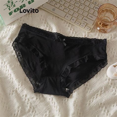 Lovito Calcinha Casual De Renda Lisa Para Mulheres LNE59114 Shopee Brasil