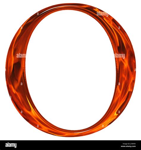 Uppercase Letter O The Extruded Of Glass With Pattern Flame Isolated