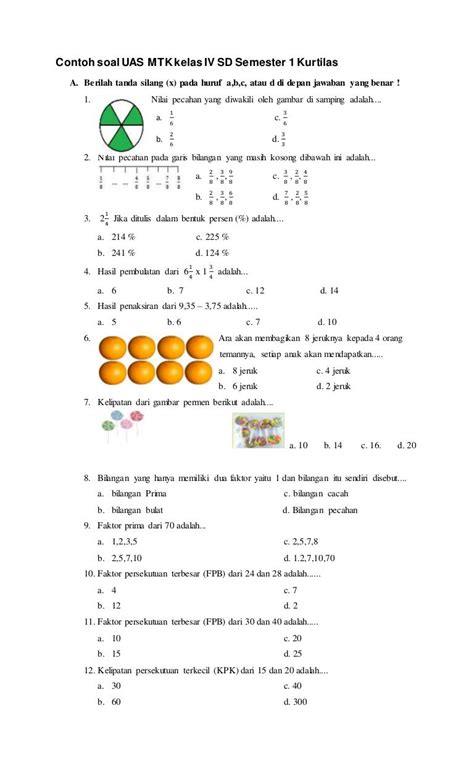 Soal Pts Matematika Kelas 6 Semester 1 Homecare24