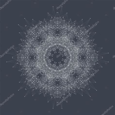 Forma redonda abstracta geométrica con línea y puntos conectados