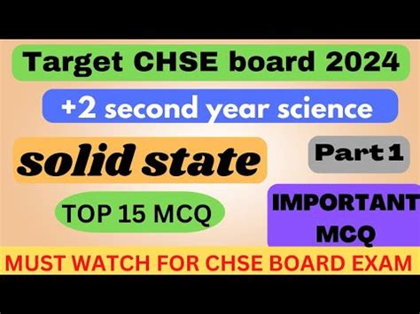 CHSE Board Exam 2024 Ll Solid State Mcqs Ll Class 12 Chemistry Solid