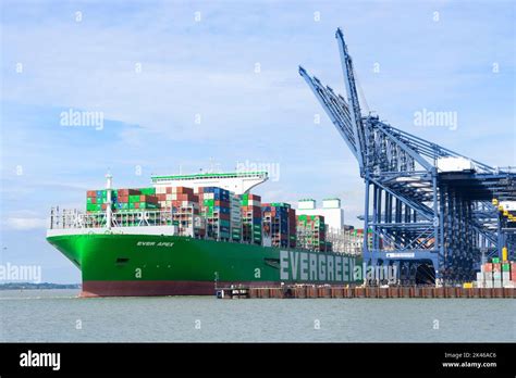 Felixstowe Port The Ever Apex Container Ship Unloading Shipping