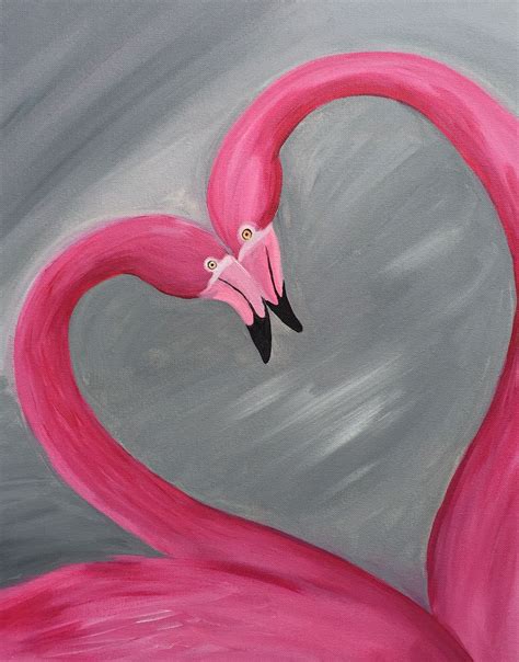 Flamingo Love Simple Oil Painting Simple Acrylic Paintings Night