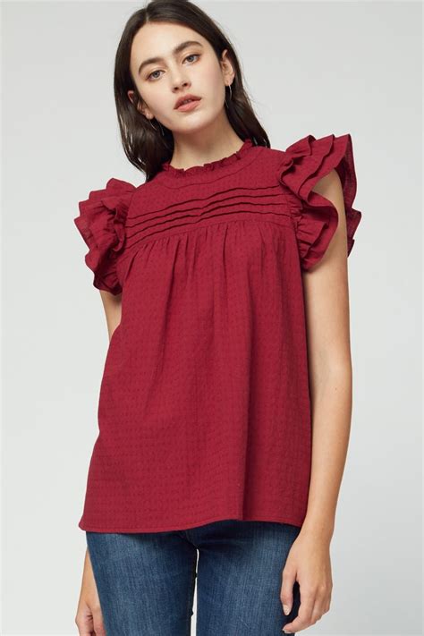 Ruffle Sleeve Top In 2020 Ruffled Sleeve Top Ruffle Sleeve Sheer