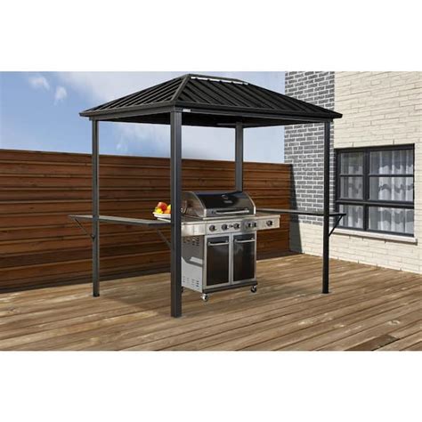 Sojag Dakota 6 Ft X 8 Ft Black Grill Rustproof Aluminum Framed Gazebo