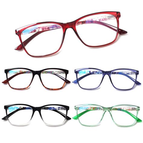 BONCAMOR 5 Pack Reading Glasses For Women Blue Light Blocking Spring