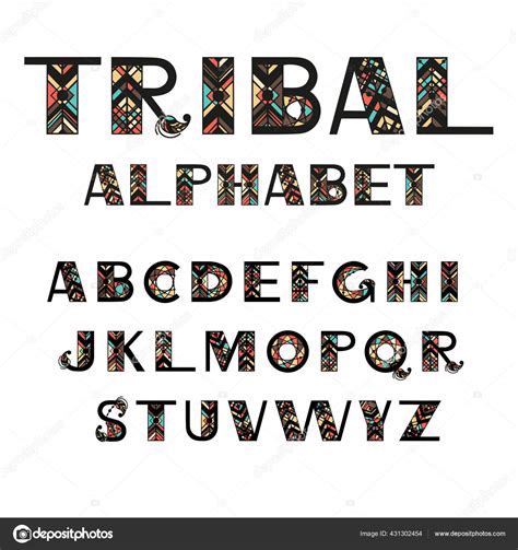 Tribal Alphabet Capital Letters In Ethnic Style Stock Vector By