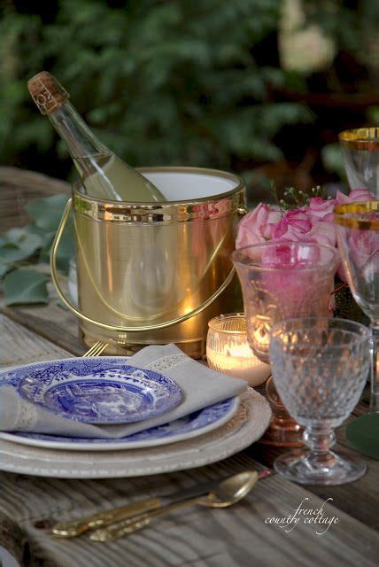 French Cottage Galentines Valentines Table Setting With Gold French