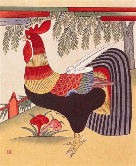 Minwha Korean Folk Art Rooster By Kimsingu Indian Folk Art Korean