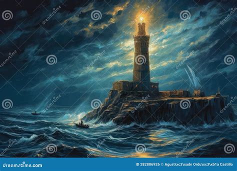 Painting from a Drawing of the Ancient Lighthouse of Alexandria in ...