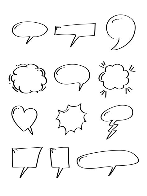 Hand Drawn Line Cloud Cartoon Dialogue Text Box Explosion Bubble Text