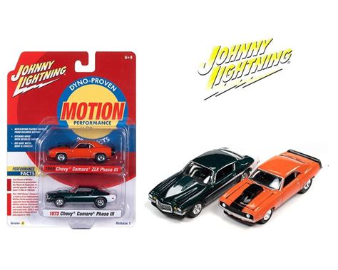 Johnny Lightning 1 64 2 Pack 1969 Chevy Camaro ZLX Phase 3 1973 Chevy