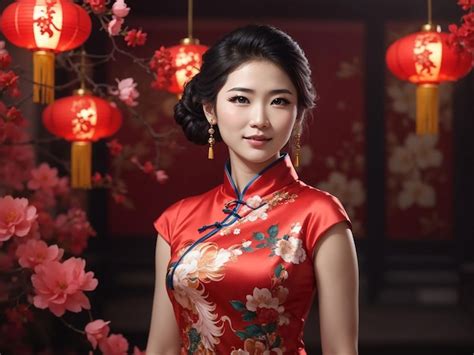 Premium Ai Image Happy Chinese New Year Beautiful Asian Woman Wearing