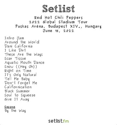 Rhcp 2024 Tour Setlist Liza Sheryl