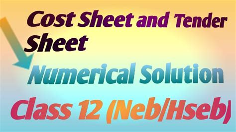 Cost Sheet And Tender Sheet In Nepali Cost Sheet And Tender Sheet