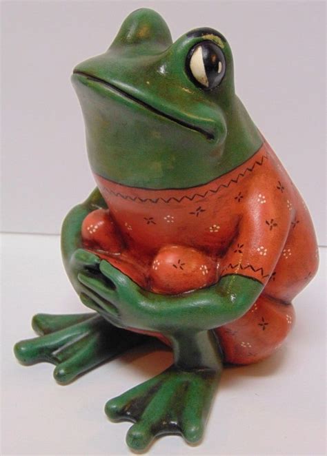 Old Vintage 1970s Retro Hand Painted Ceramic Frog 7 Animal Art Figure