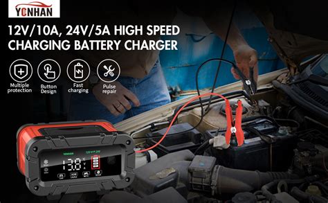 Yonhan Battery Charger 10 Amp Upgraded 12v24v Lifepo4 Lead Acid Portable Car