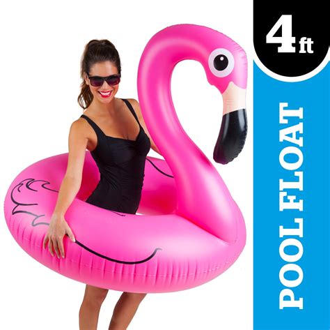 Bigmouth Inc Pink Flamingo Pool Float Inflates To Over 4ft Wide Funny Inflatable Vinyl Summer