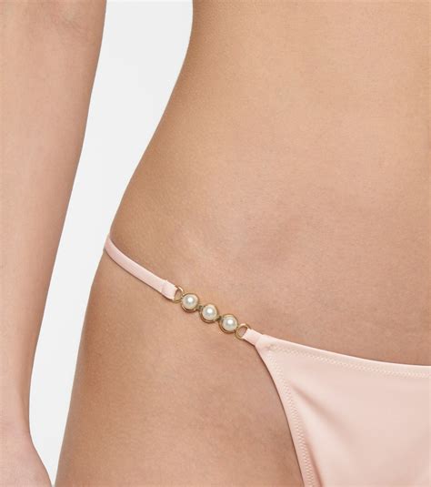 Stella Mccartney Faux Pearl Embellished Bikini Bottoms Stella Mccartney