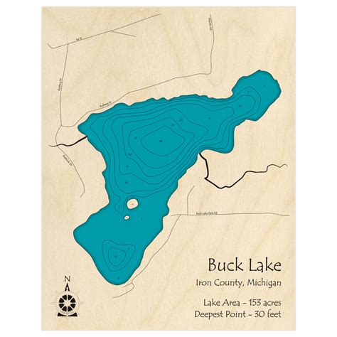 Buck Lake 3D Custom Wood Map – Lake Art LLC