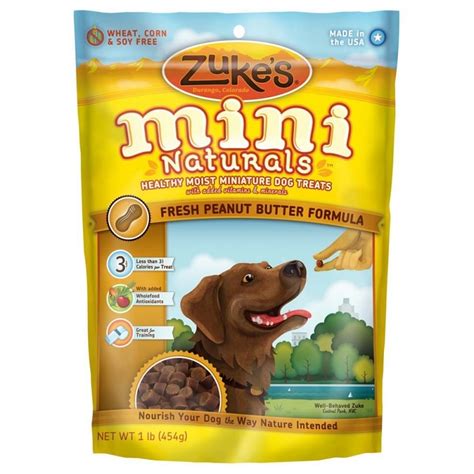 Zukes Mini Naturals Fresh Peanut Butter Formula Dog Treats 1 Lb