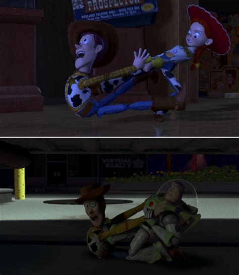 In Toy Story 2 (1999), Jessie's fight with Woody ends with the same ...