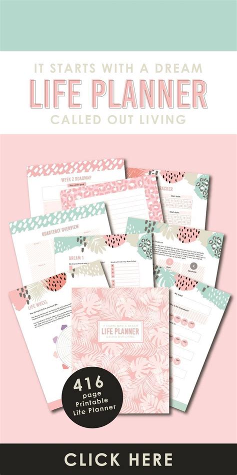 Printable Life Planner It Starts With A Dream Life Planner