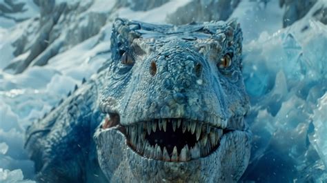 Premium Photo Frozen Dinosaur Glacial Face Closeup View