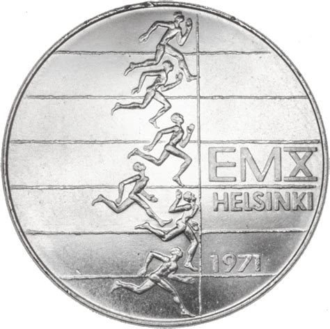 Finland Silver 10 Markkaa 1971 10th European Athletics Championships