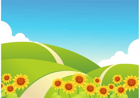 Rolling Hills With Sunflowers Vector 90476 Vector Art At Vecteezy