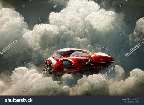 Red Flying Car Futuristic City On Stock Illustration 2194077993