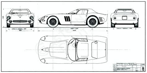 Classic Ferrari 250 Gto Series Ii Blueprint Drawing Etsy Uk