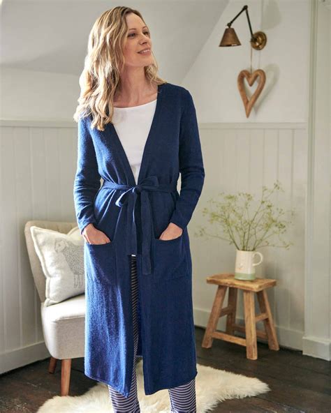 Natural Marl Cashmere And Merino Luxe Dressing Gown Woolovers Us