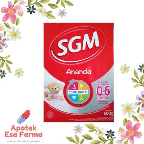 Jual SGM Ananda 1 Susu Formula Bayi 0 6 Bulan Box 600 G 600gr Shopee