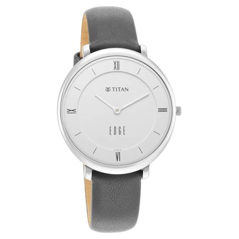 Buy Online Titan Women Edge Black Dial Black Leather Strap Watch