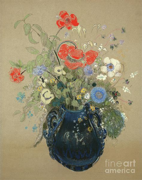 Blue Vase Of Flowers By Odilon Redon Painting By Odilon Redon Fine