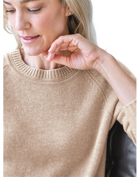 Camel Cashmere Lofty Raglan Sleeve Jumper Pure Collection